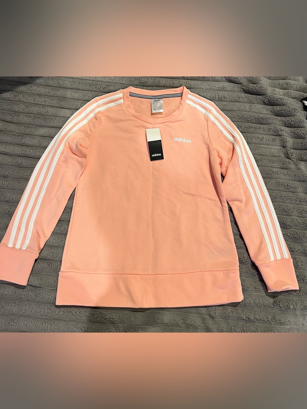 ADIDAS WOMEN LONG SLEEVE CREWNECK SWEATSHIRT PULLOVER PINK STRIPES XS CLIMALITE